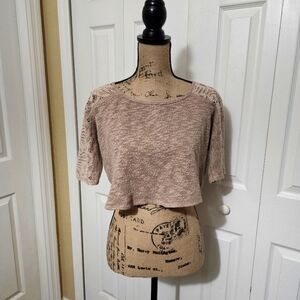 dELiA*s Tan Lace Cropped Top Size L